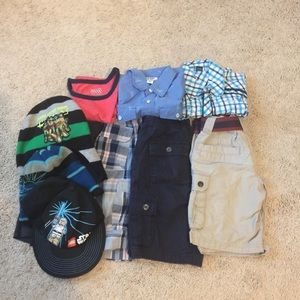 Bundle of 10 boys Shorts Shirts Hats Size XS to S